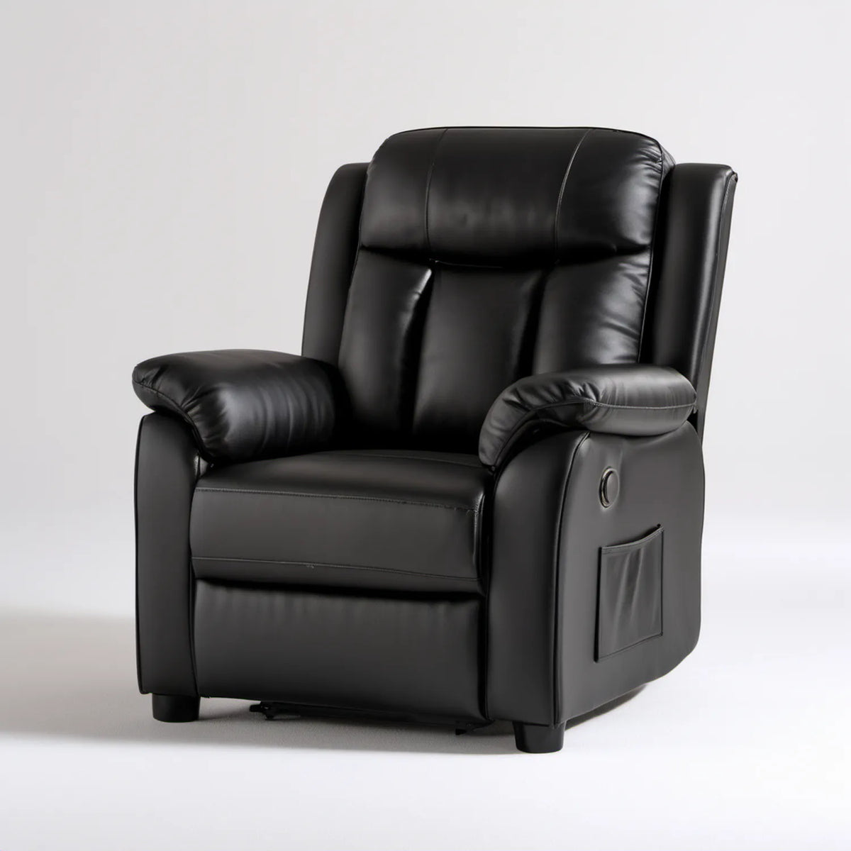 Czarny fotel rozkładany z ekoskóry PU 90 x 92 x 102 cm